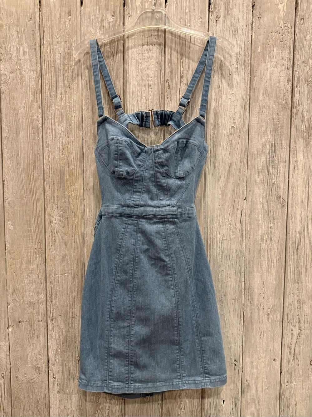 Forever 21,Denim Bustier Mini Dress in Light Blue